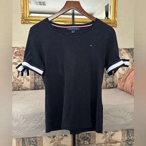 Tommy Hilfiger Women's Navy Top with Ribbon Accents